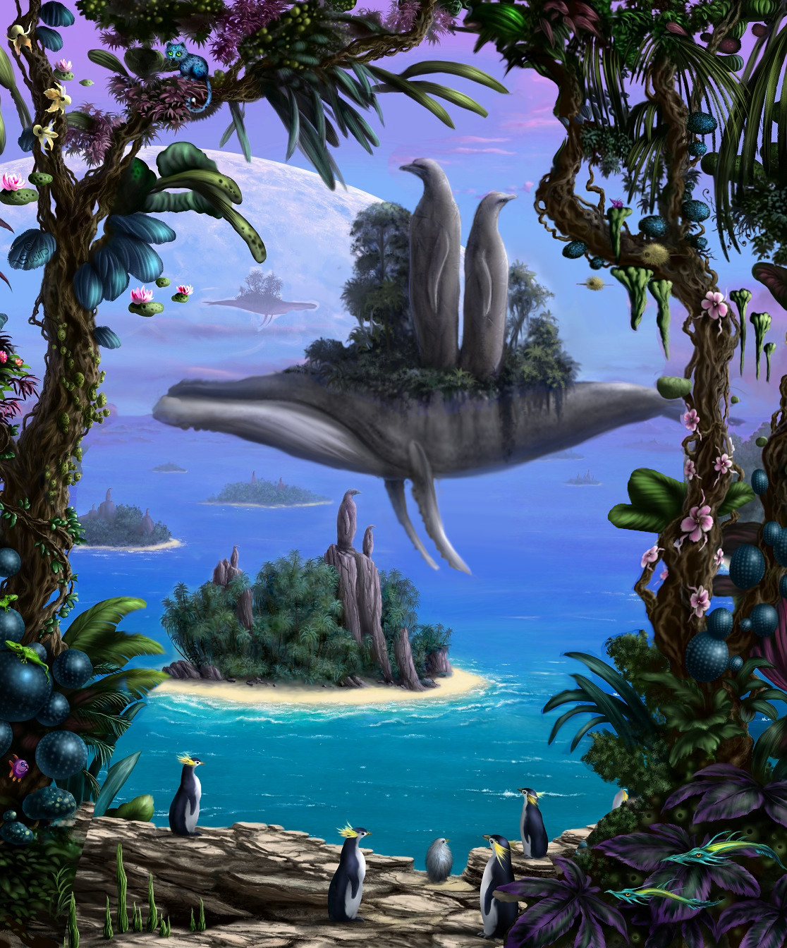 Hiker crossing a rocky stream